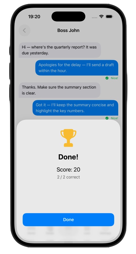 Chat interface trong LingoGuru Teach & Earn